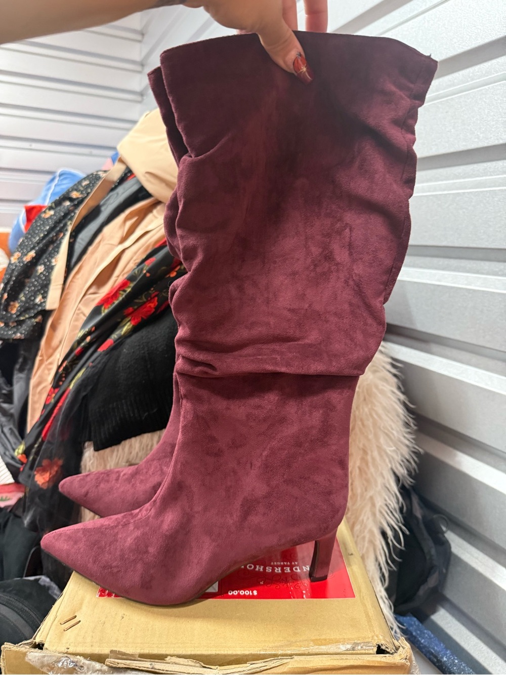 Time and tru Women's Burgundy Slouchy Pointed-Toe Boots in size 11 W